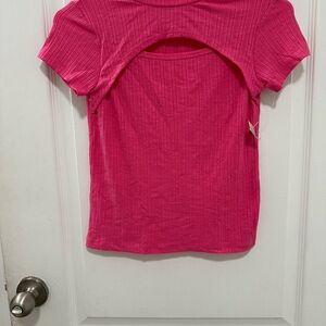 Stylish Pink Ribbed Girls Top